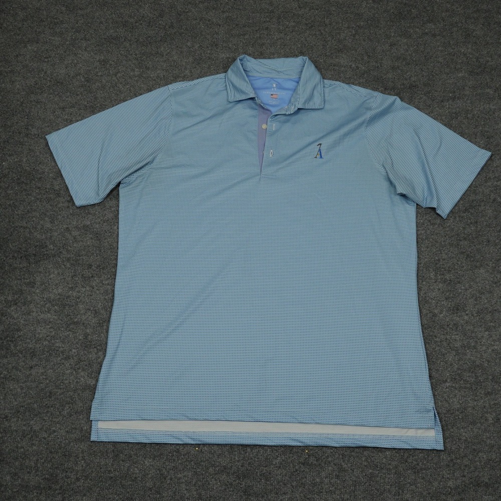 Fairway & Greene Shirt Mens XL Blue Micro Check Golf Polo Short Sleeve Stretch